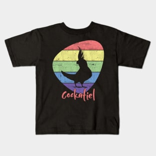 Funny cute cockatiel parrot stencil design for bird lovers design Kids T-Shirt